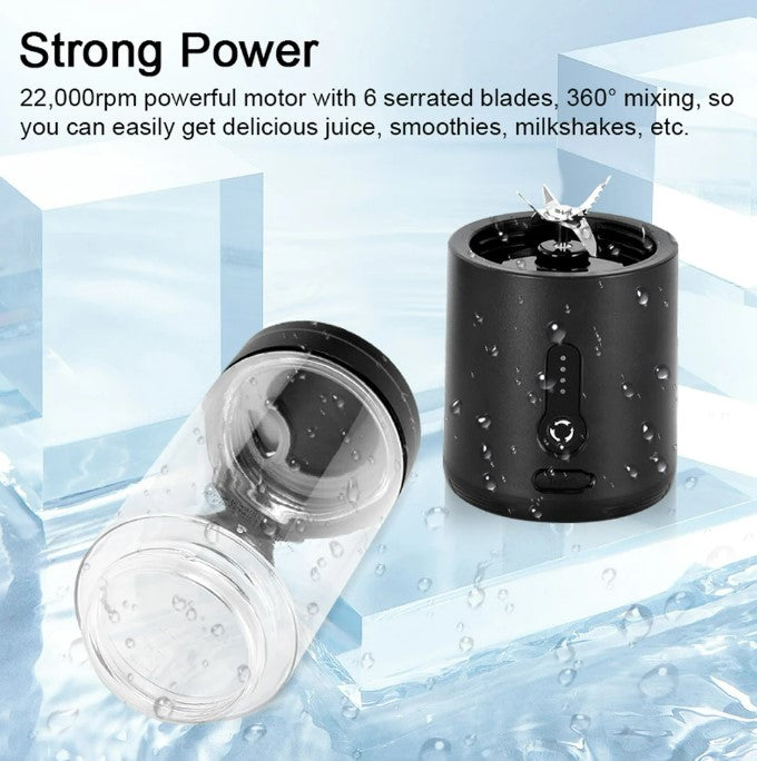 Portable Blender Cup USB Electric Fruit Juicer Rechargeable for Outdoor Sports Travel Camping - Black_2