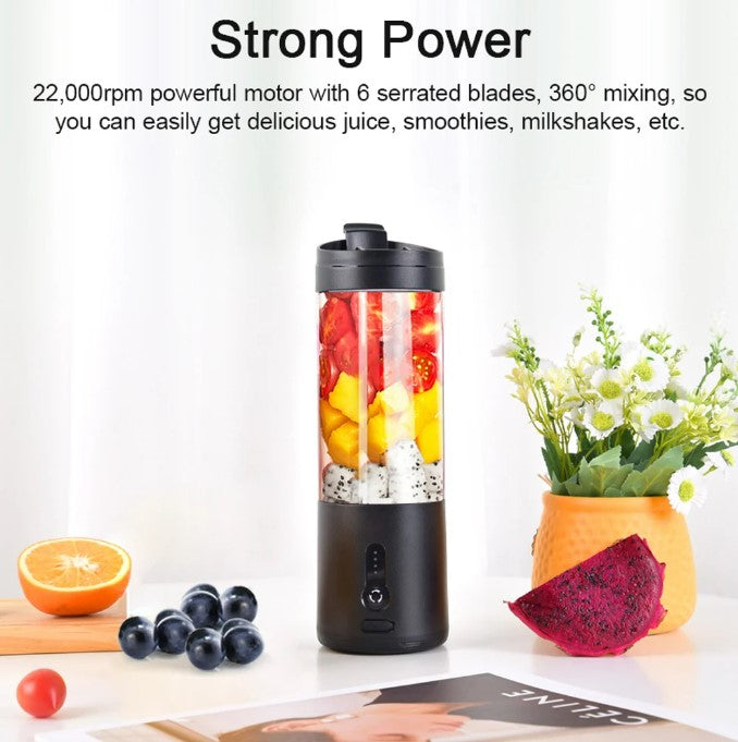 Portable Blender Cup USB Electric Fruit Juicer Rechargeable for Outdoor Sports Travel Camping - Black_6